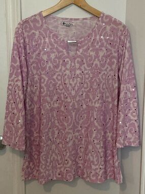 Kate Park Sparkly Lavender Paisley Tunic